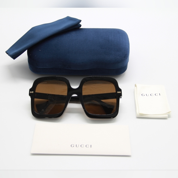NEW GG1241S 001 GUCCI SQUARE WOMEN BROWN SUNGLASSES GUCCI WOMEN EYEWEAR - Picture 12 of 13